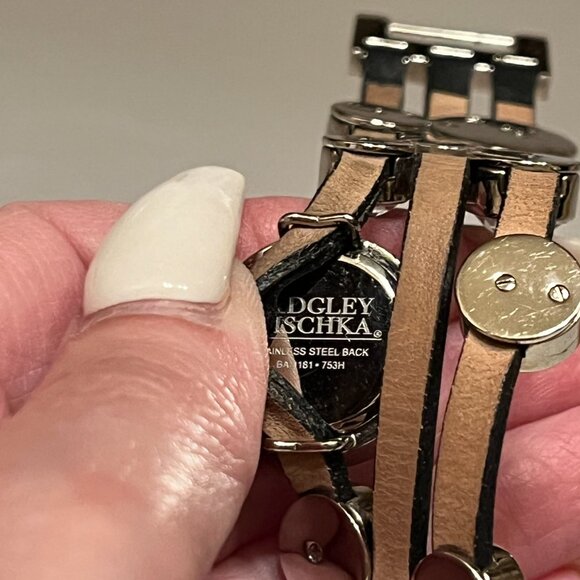 Badgley Mischka Black Leather Band with crystals Watch - Picture 7 of 10